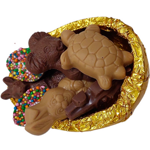 Milk chocolate Half Easter Egg with Animals and Car